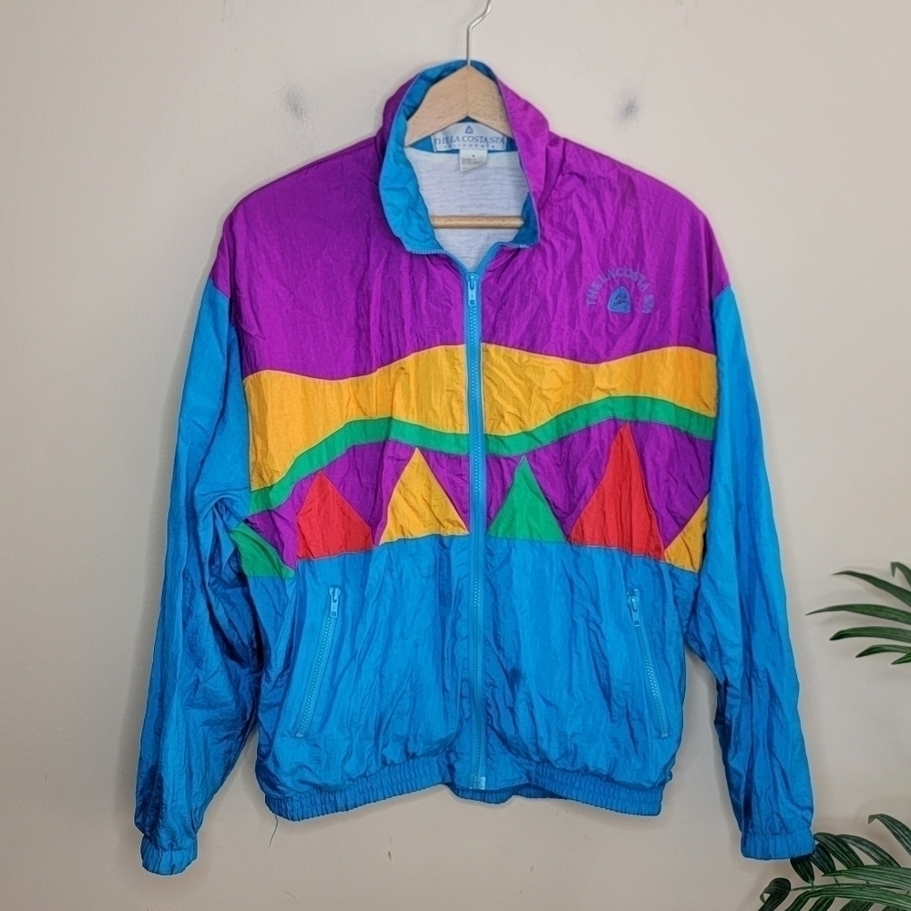 Vintage The La Costa Spa | Triangle Colorful Zip Front Track Jacket